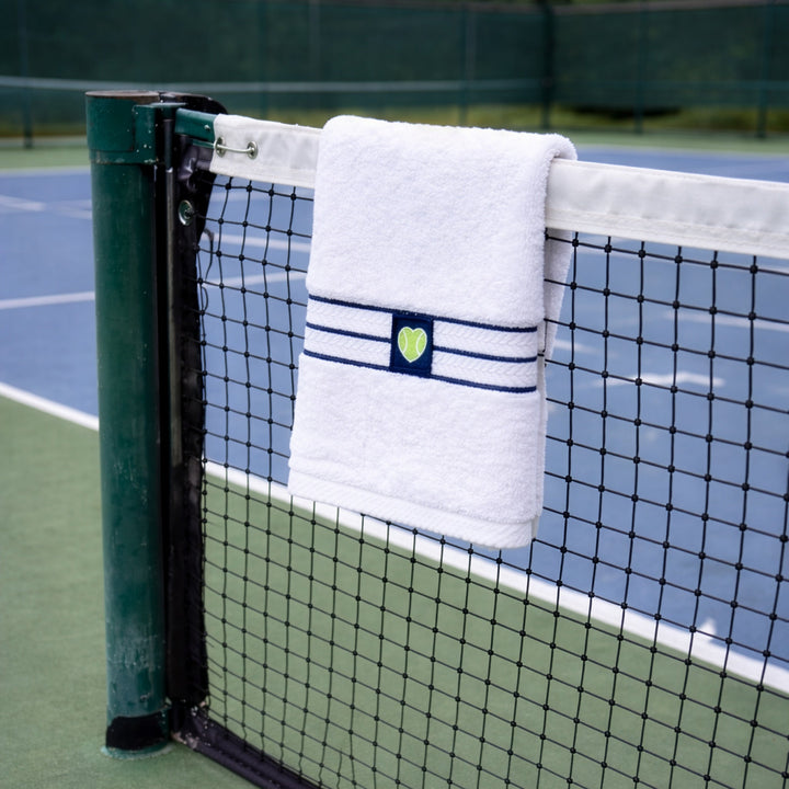 White Striped Towel with Heart Patch