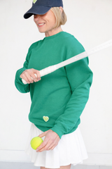Crew with Chenille Heart Patch Hip