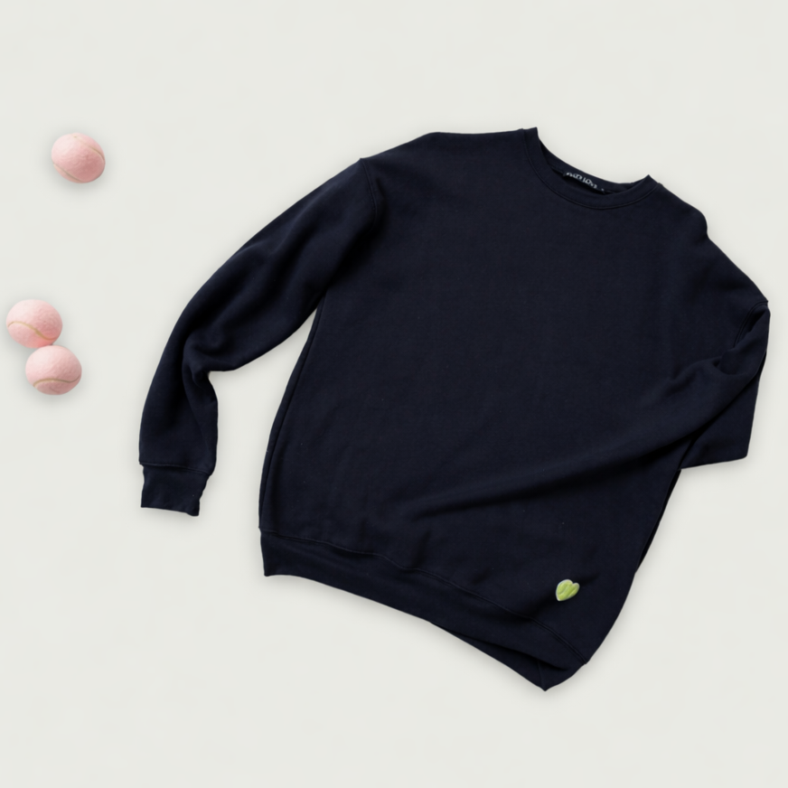 Crew with Chenille Heart Patch Hip