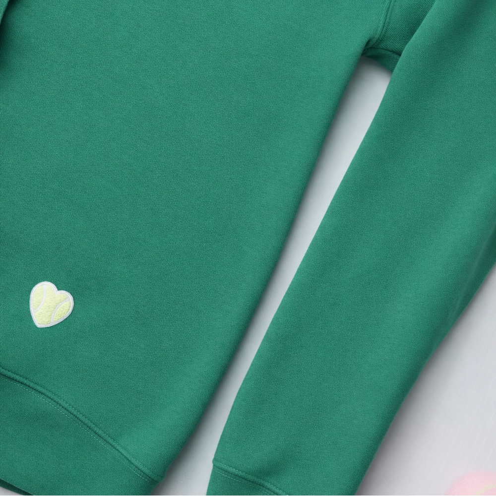 Crew with Chenille Heart Patch Hip