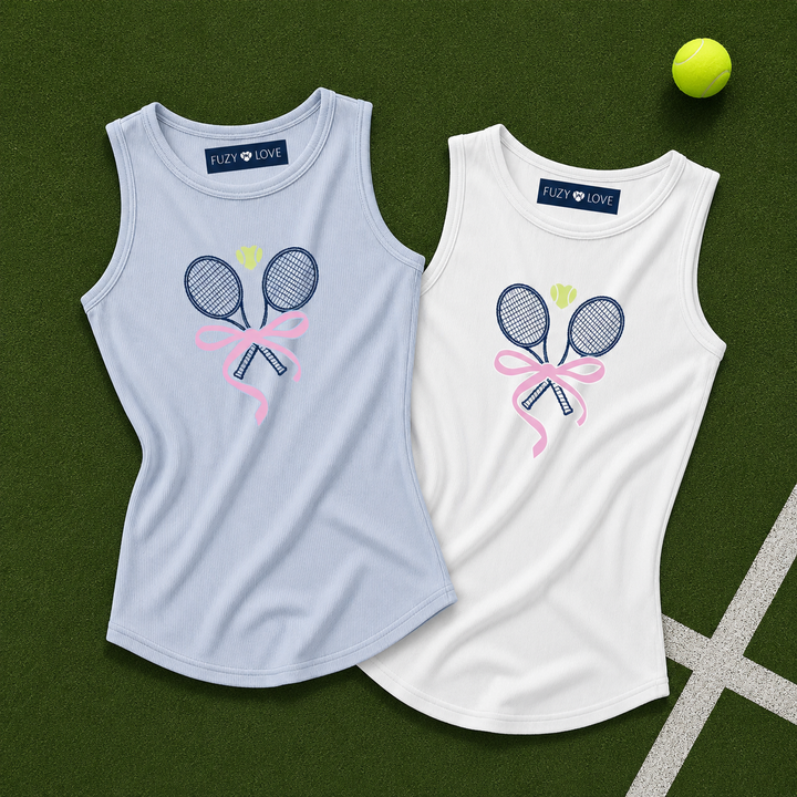Navy Tennis Rackets with Bow  Tank