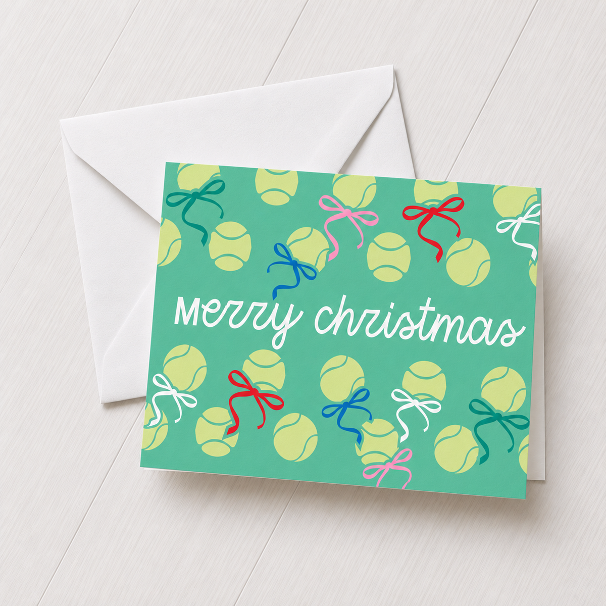 Merry Christmas Ball and Bow Greeting Card