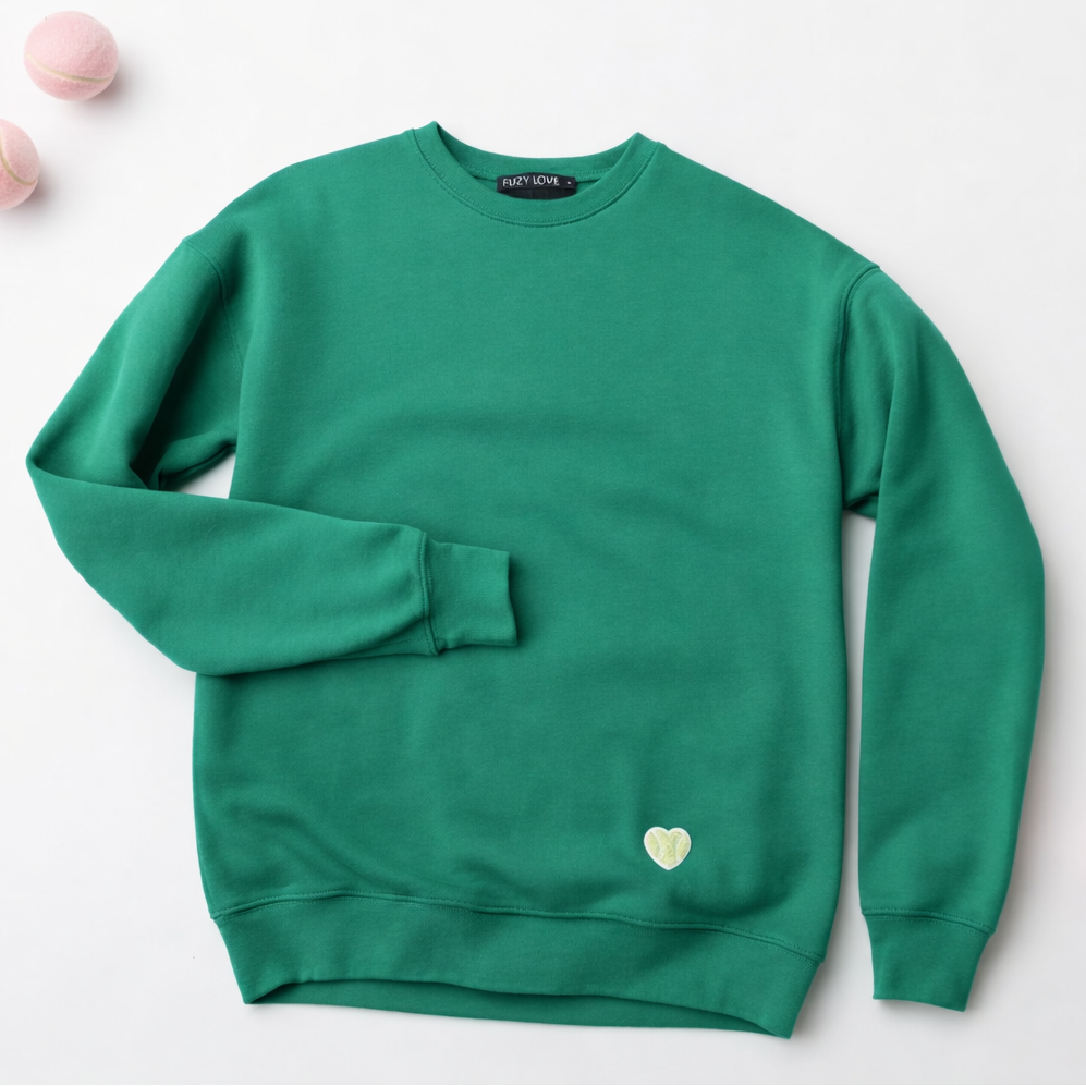 Crew with Chenille Heart Patch Hip