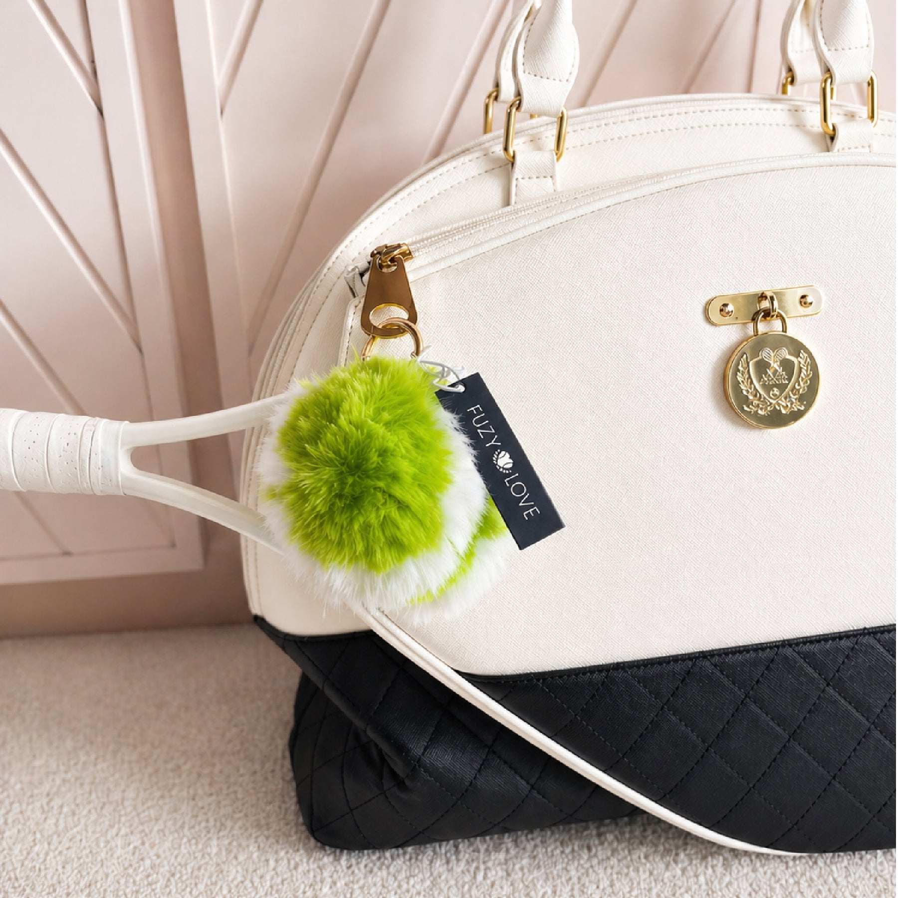 Furry Tennis Ball Keychain