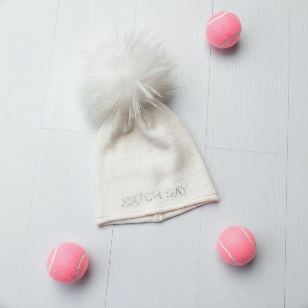 Glossy Raccoon Fur Pom Pom Hat