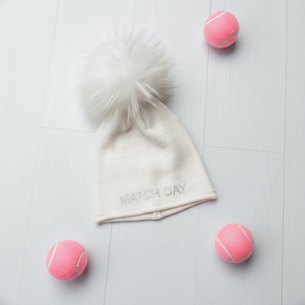 Glossy Raccoon Fur Pom Pom Hat