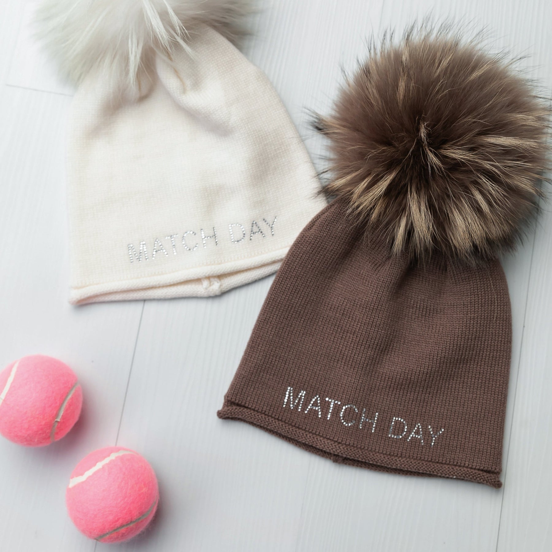 Glossy Raccoon Fur Pom Pom Hat