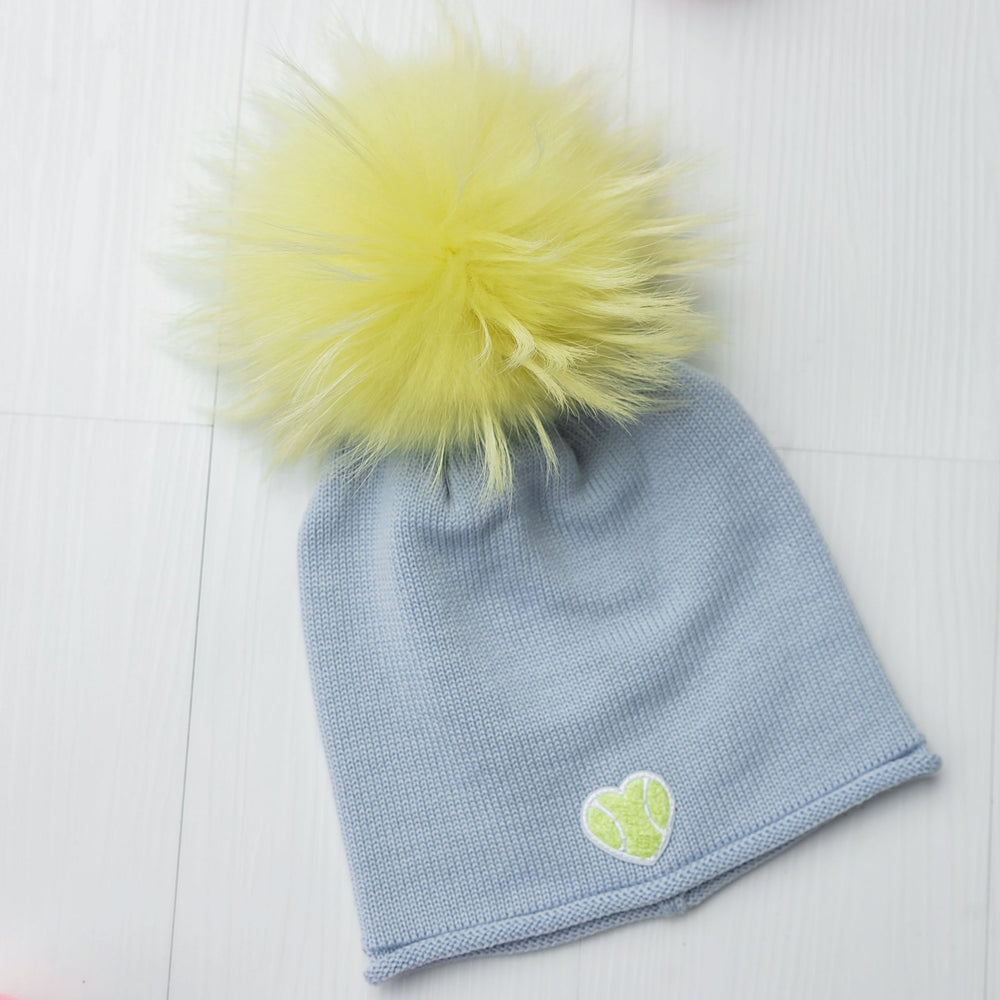 Glossy Raccoon  Pom Hat Heart Patch
