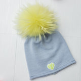 Glossy Raccoon  Pom Hat Heart Patch