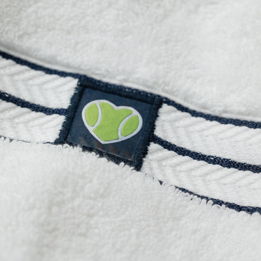 White Striped Towel with Heart Patch