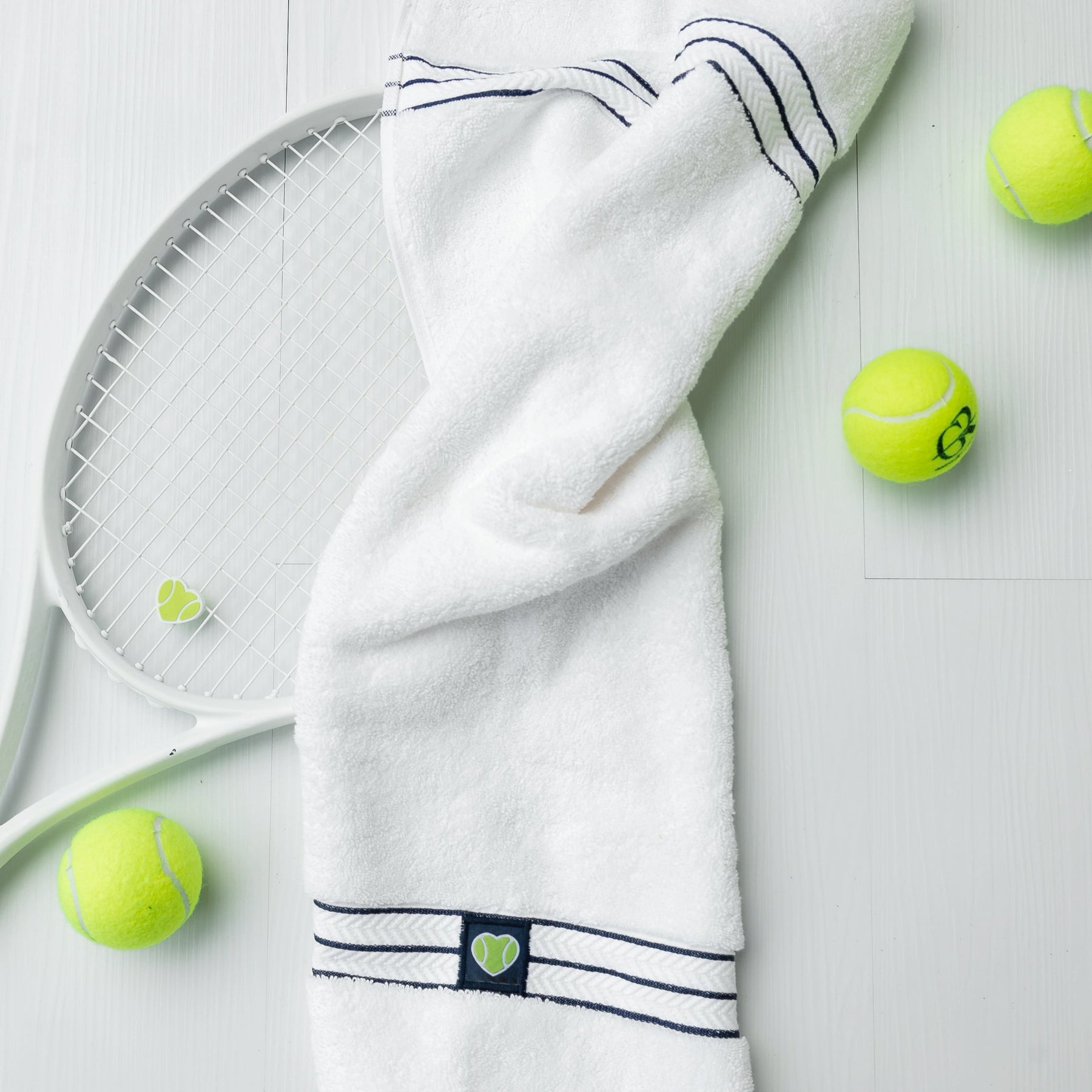 White Striped Towel with Heart Patch