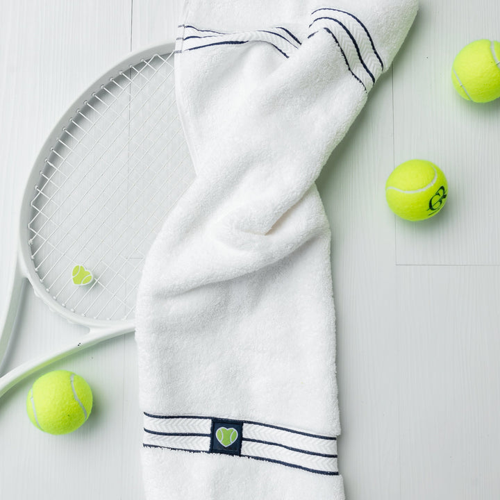 White Striped Towel with Heart Patch