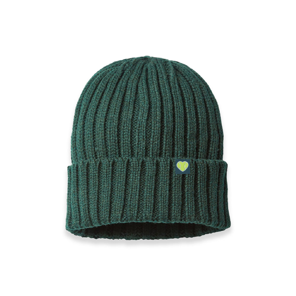 Cuffed Beanie  Woven Heart Patch