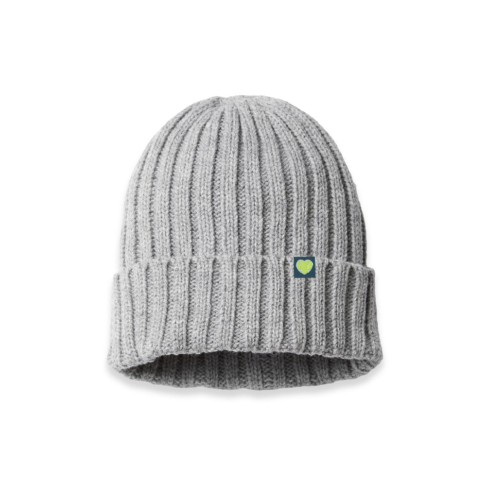Cuffed Beanie  Woven Heart Patch