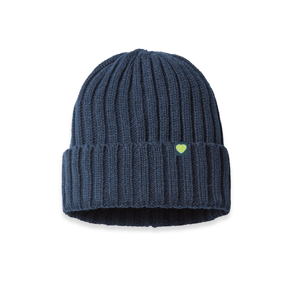 Cuffed Beanie  Woven Heart Patch