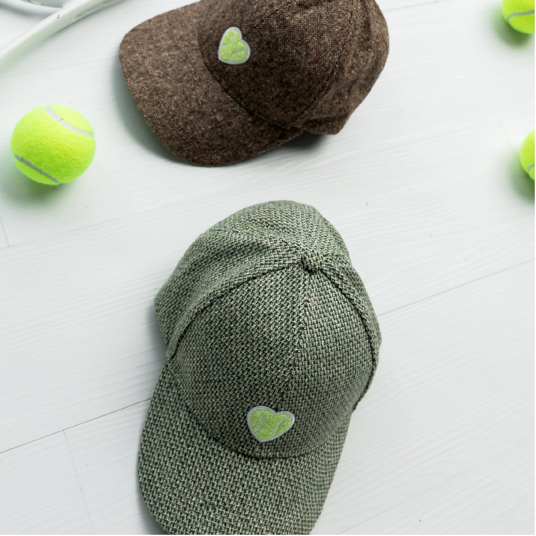 Green Tweed Cap Chenille Heart