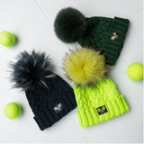 Cable Knit Raccoon Fur Pom Pom Hat