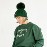 Cable Knit Fox Fur Pom Hat