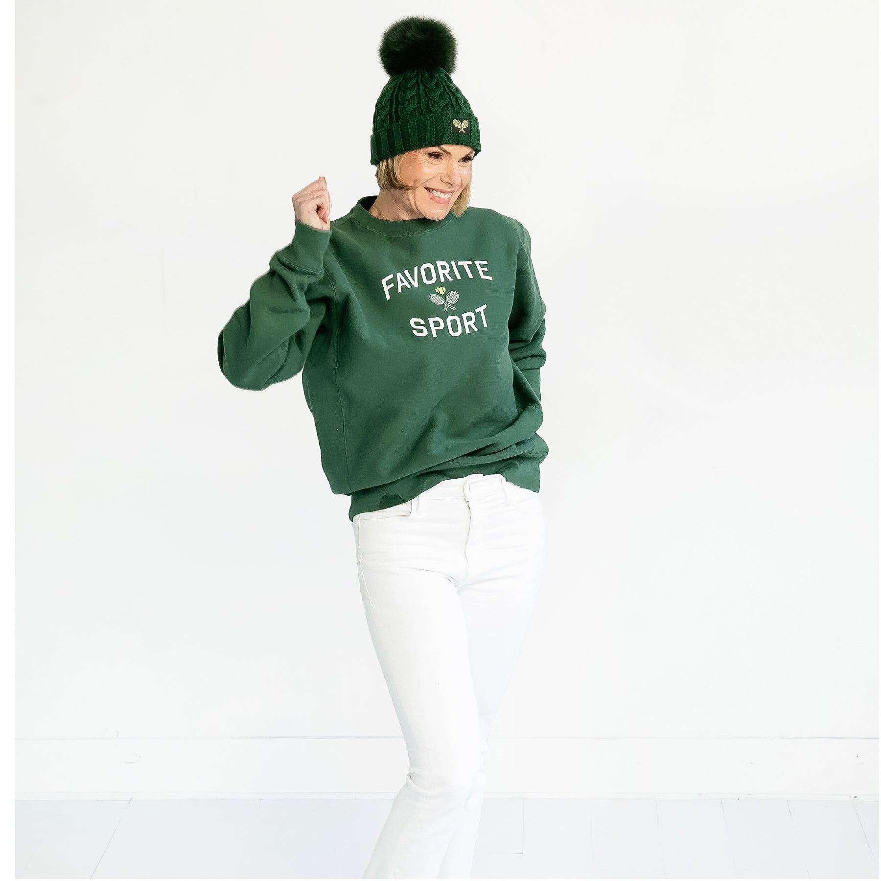 Cable Knit Fox Fur Pom Hat