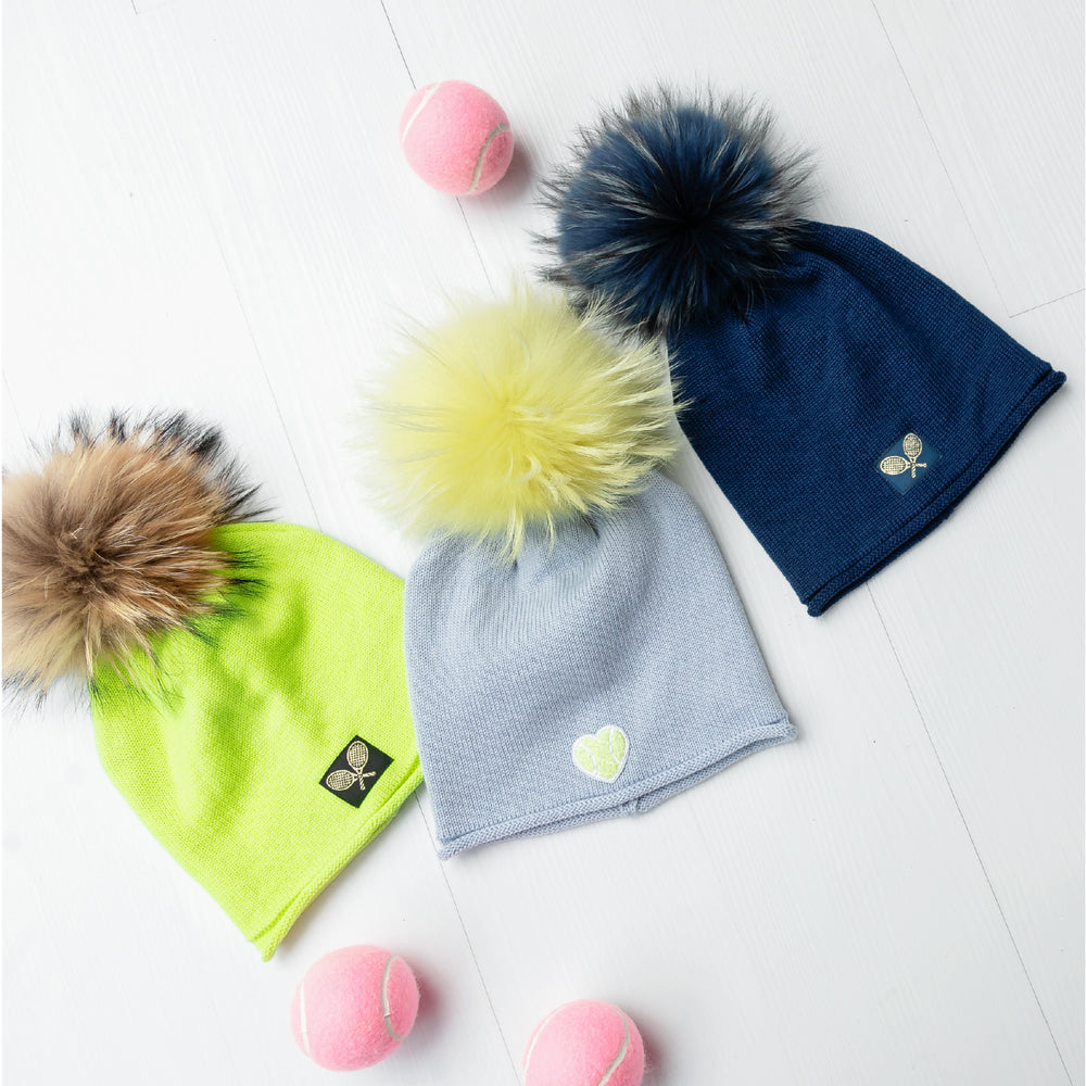 Glossy Raccoon  Pom Hat Heart Patch