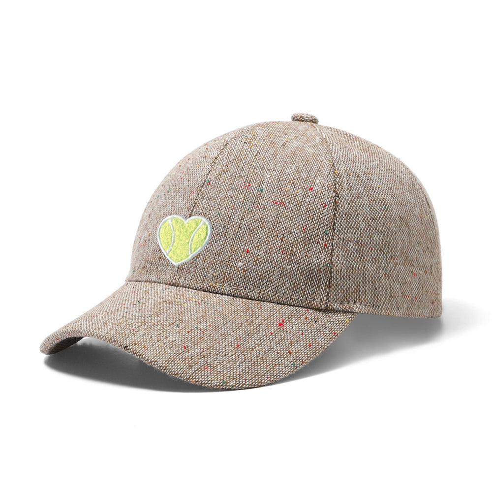 Tweed Baseball Hat Chenille Heart