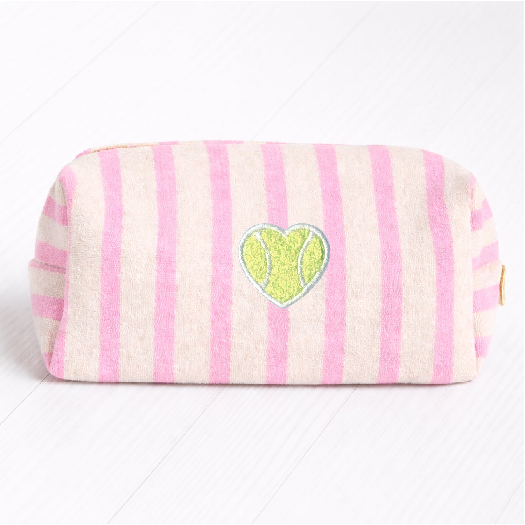 Striped Terry Cosmetic Pouch with Heart