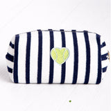 Striped Terry Cosmetic Pouch with Heart