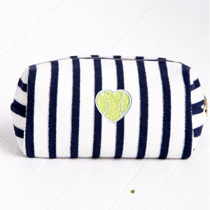 Striped Terry Cosmetic Pouch with Heart