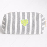 Striped Terry Cosmetic Pouch with Heart