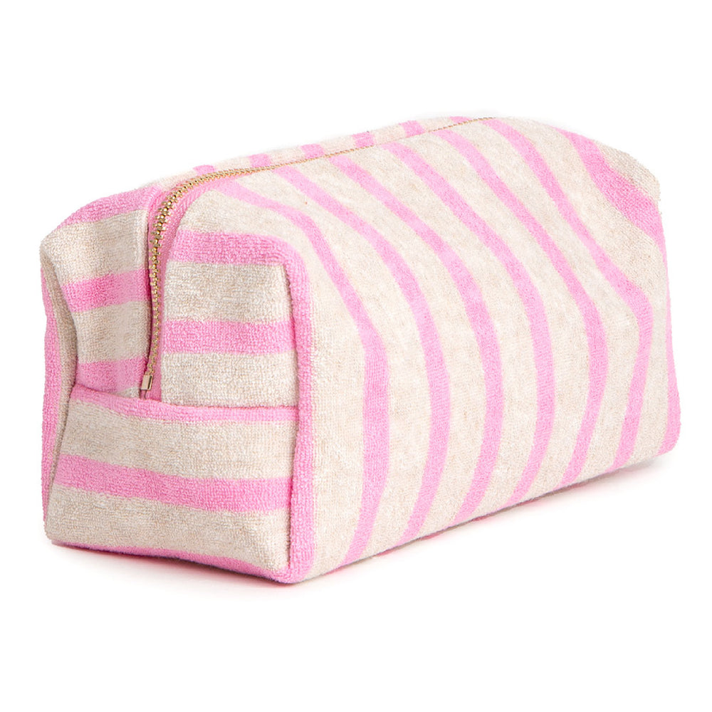 Striped Terry Cosmetic Pouch with Heart