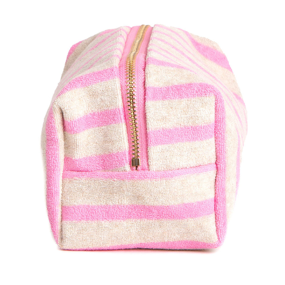 Striped Terry Cosmetic Pouch with Heart
